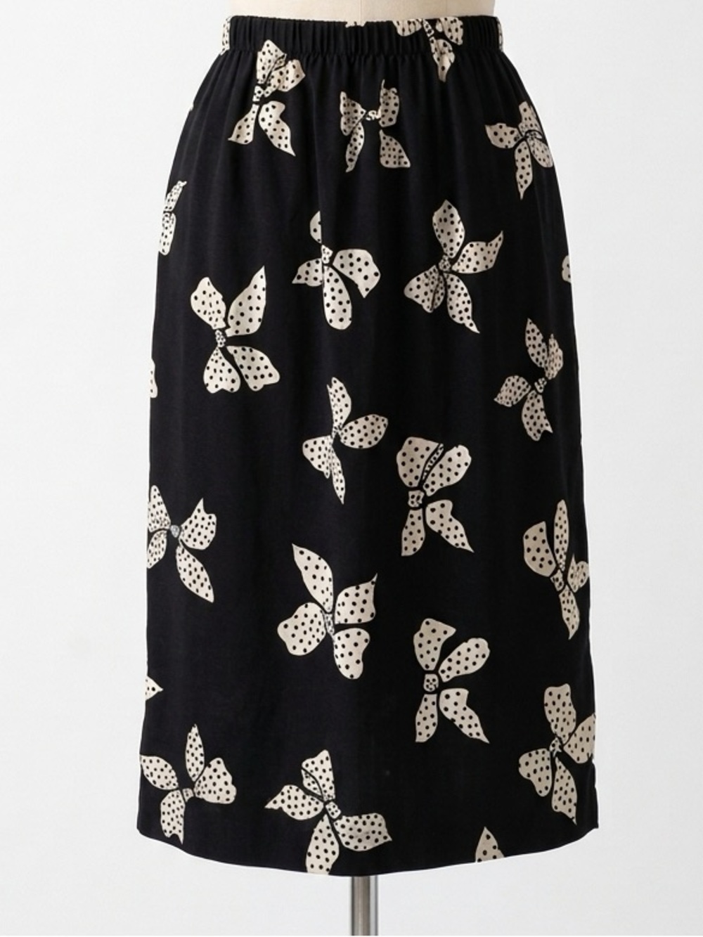 Vintage Polka Dot Bows Skirt 80s Elastic Waist Coquette Whimsigoth XS S